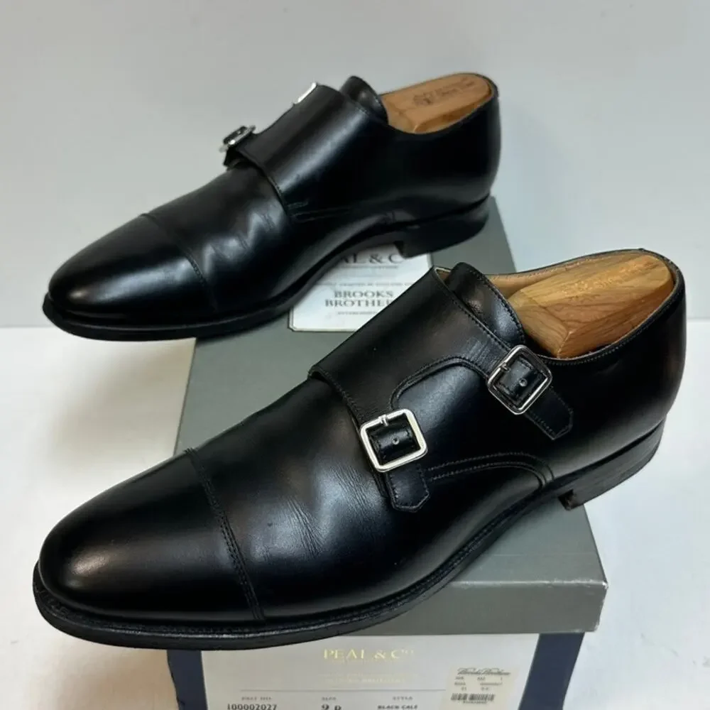 VGUC Crockett & Jones x Brooks Brothers Double Monk Black Made in England US 9 D